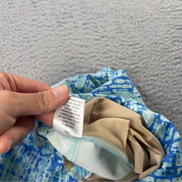 IBKUL Pants Womens 10 Blue Green Printed Activewear Cropped Pull On Preppy - Picture 10 of 10